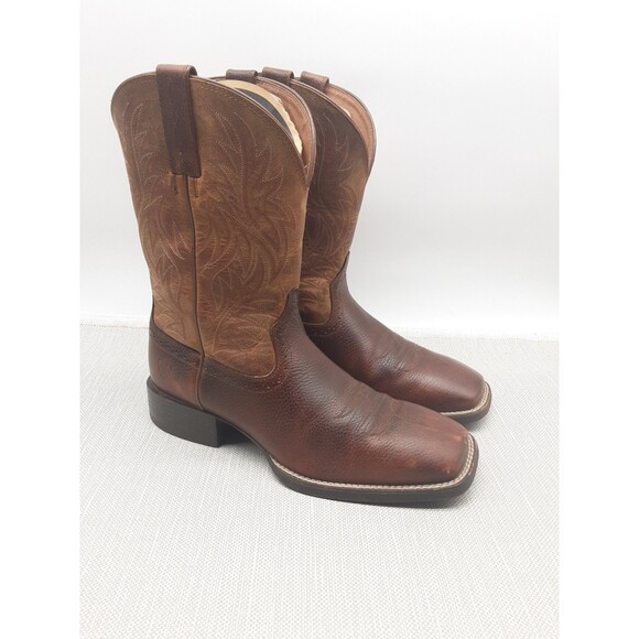 Ariat Size 10 EE Brown Boots Western Cowboy Square Toe Biker 10016291 Flaw main image 7